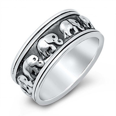 Sterling Silver Elephants Ring