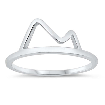 Sterling Silver Rhodium Plated Mountain Ring