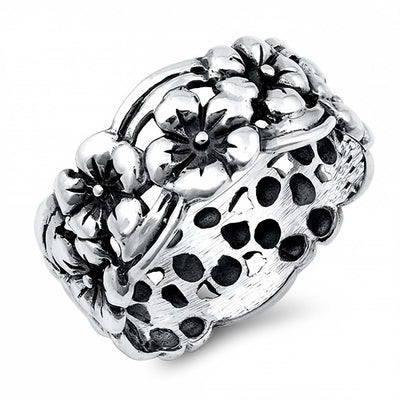 Sterling Silver Flowers Ring