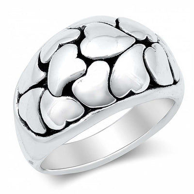 Sterling Silver Hearts Ring