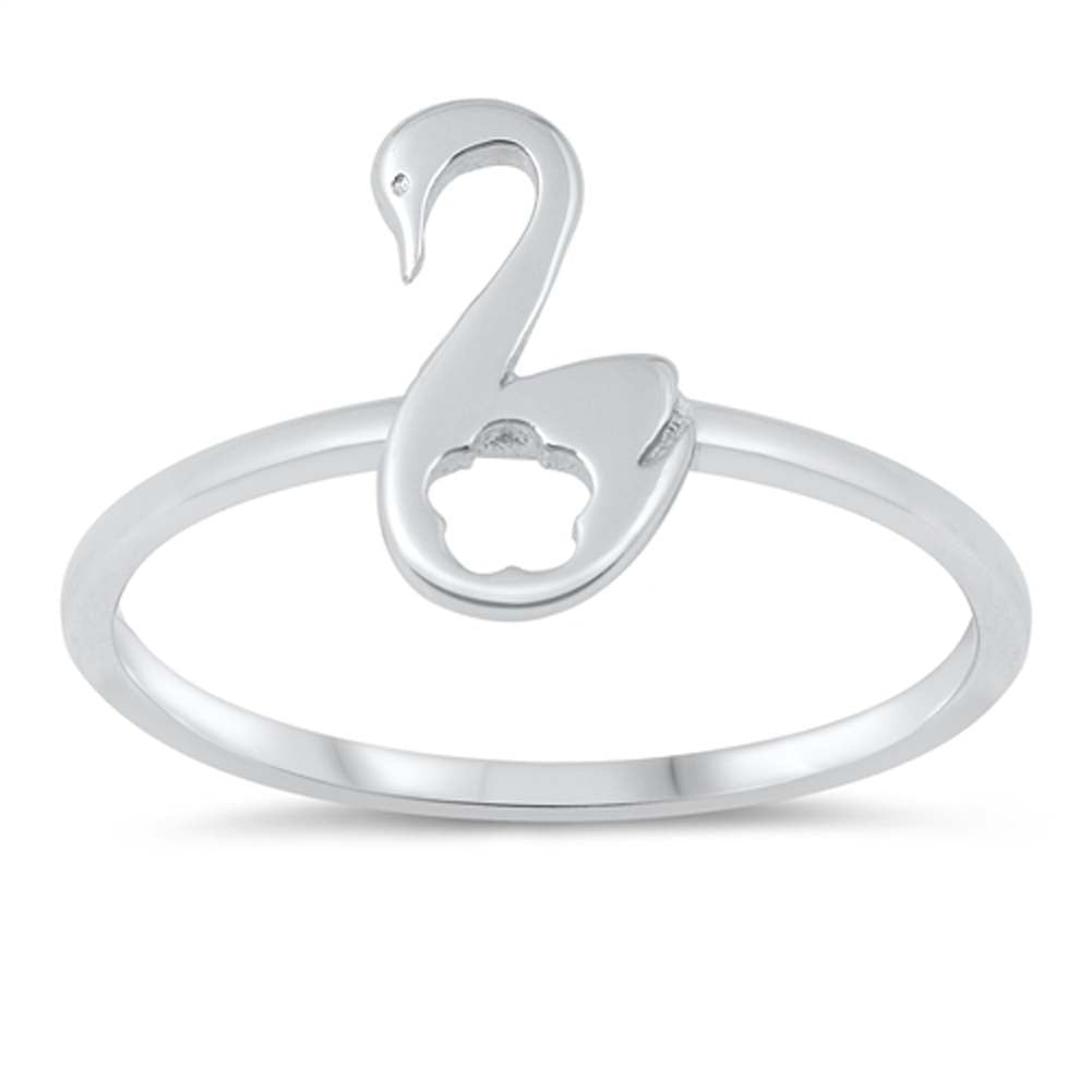 Sterling Silver Rhodium Plated Swan Ring