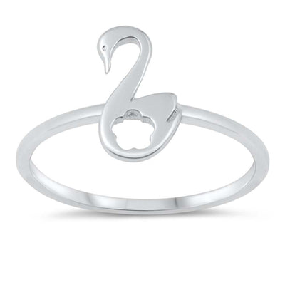 Sterling Silver Rhodium Plated Swan Ring