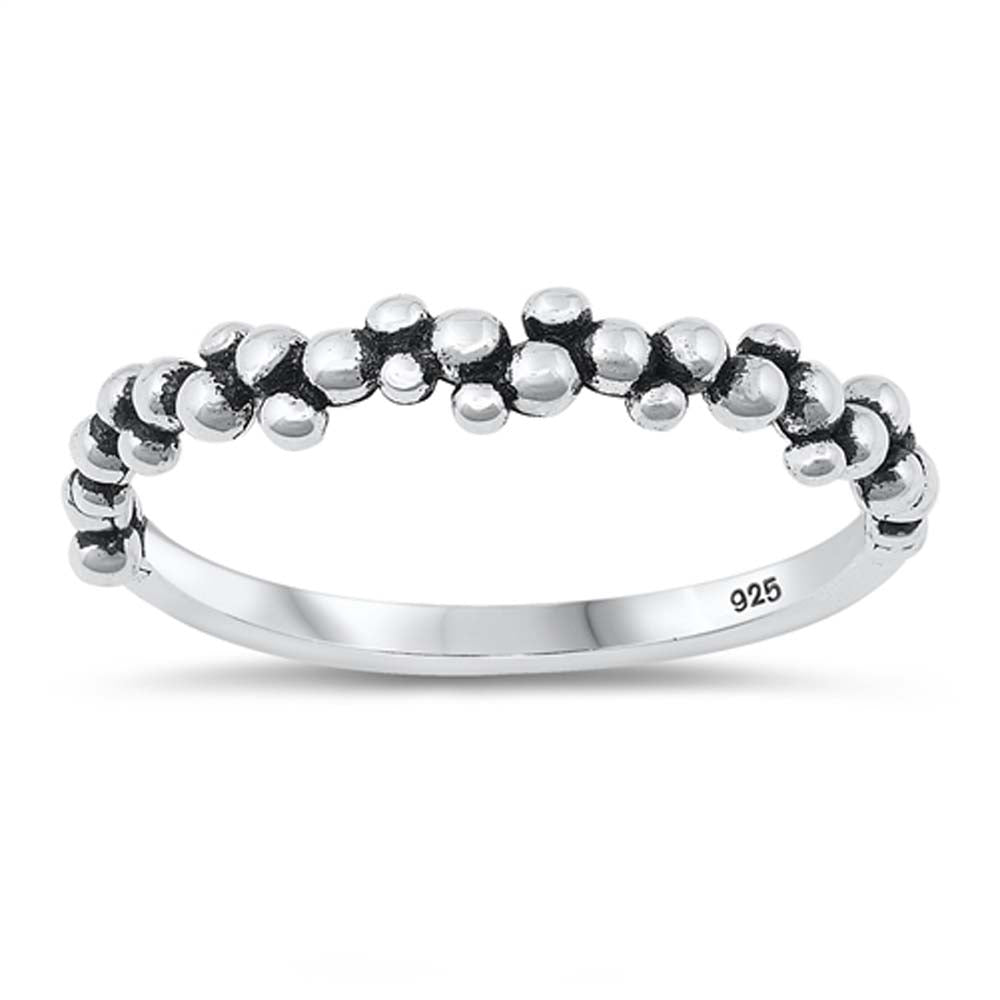 Sterling Silver Rhodium Plated Bali Design Ring
