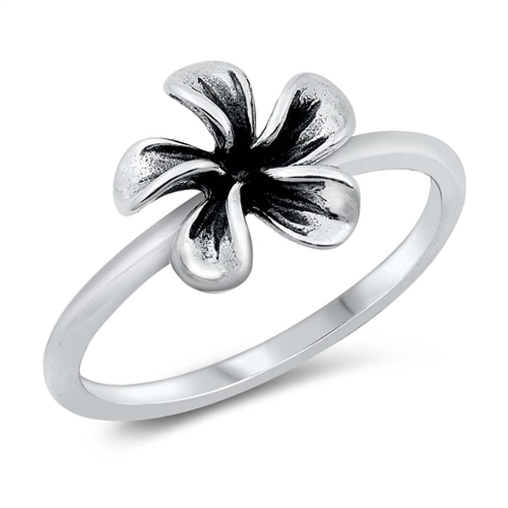 Sterling Silver Oxidized Flower Ring