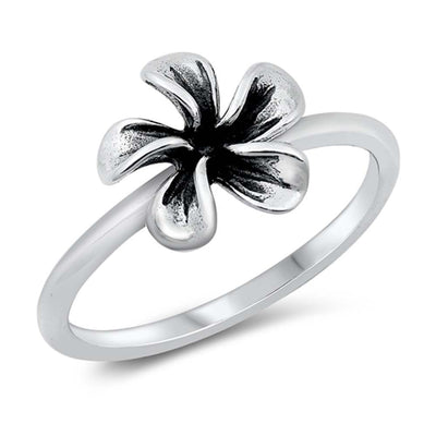 Sterling Silver Oxidized Flower Ring