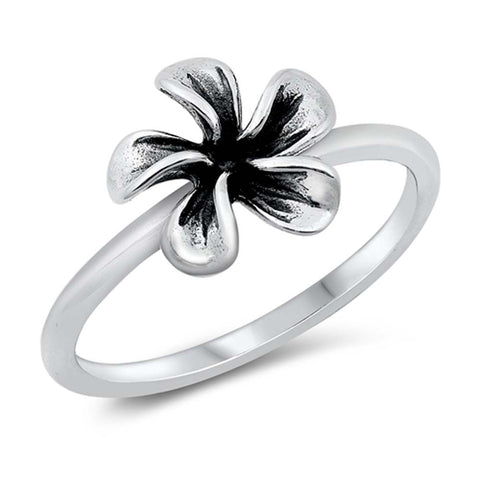Sterling Silver Oxidized Flower Ring