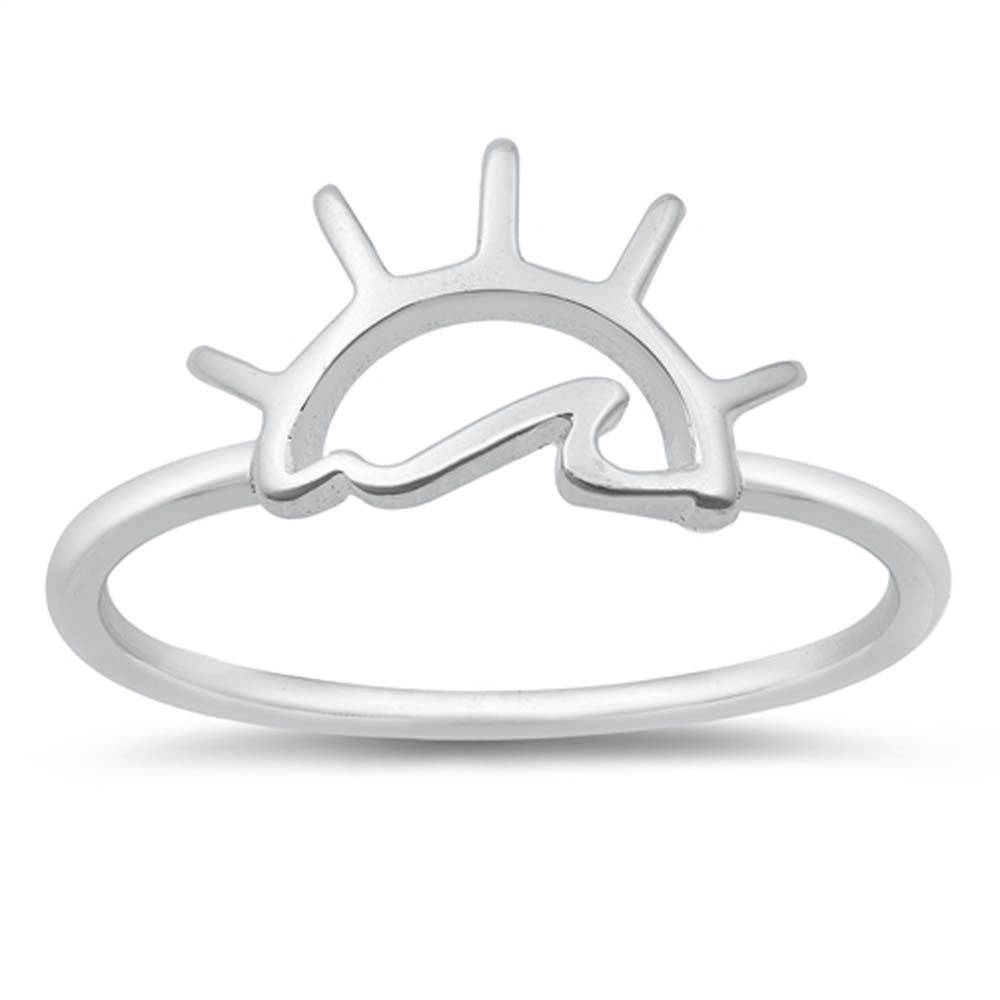 Sterling Silver High Polish Waves At Sunset Ring