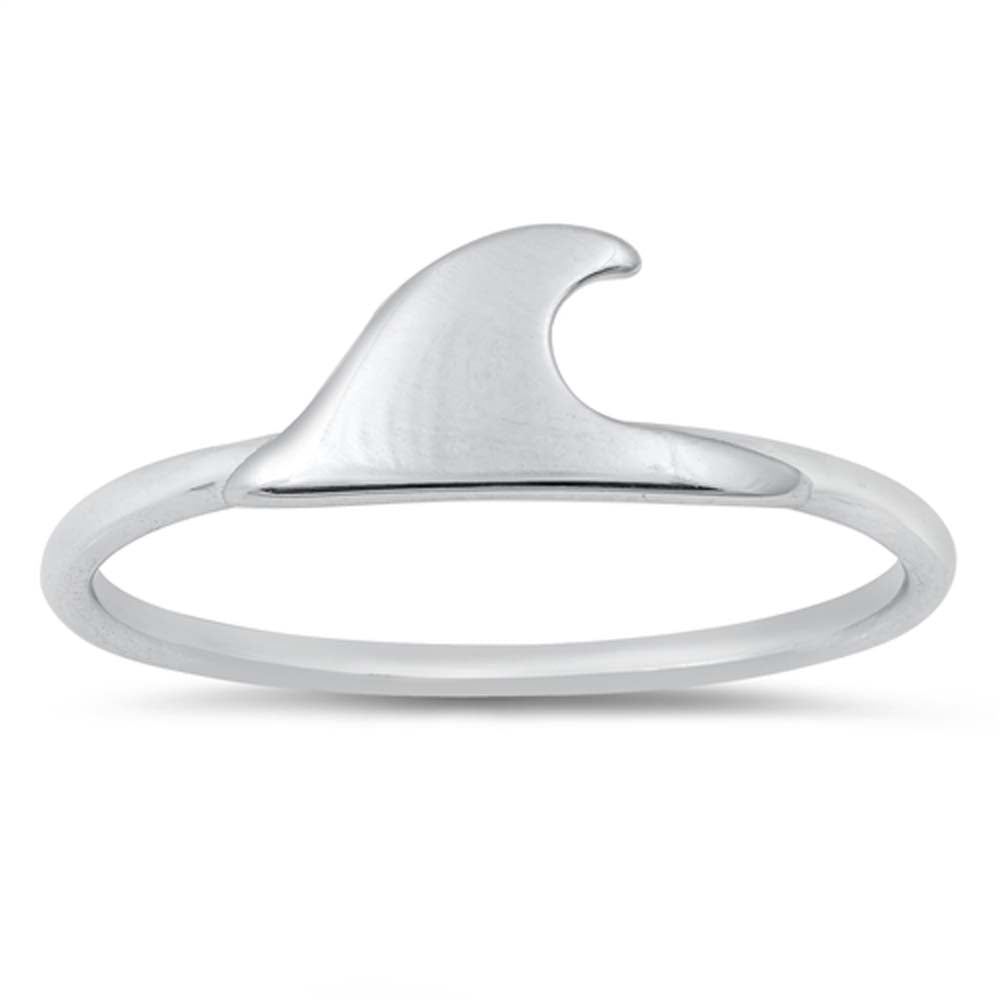 Sterling Silver Rhodium Plated Wave Ring