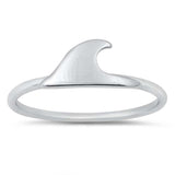 Sterling Silver Rhodium Plated Wave Ring