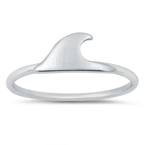 Sterling Silver Rhodium Plated Wave Ring