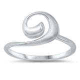 Sterling Silver Rhodium Plated Wave Ring