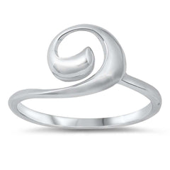 Sterling Silver Rhodium Plated Wave Ring