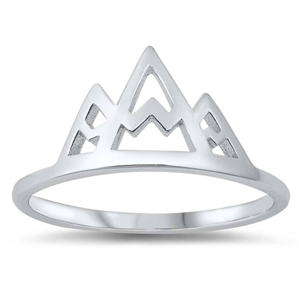 Sterling Silver Rhodium Plated Mountains Ring