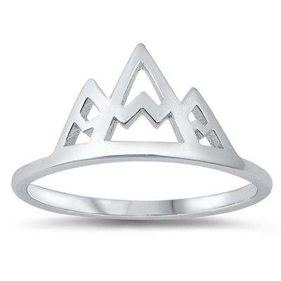 Sterling Silver Rhodium Plated Mountains Ring