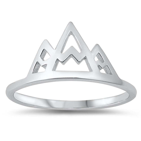 Sterling Silver Rhodium Plated Mountains Ring