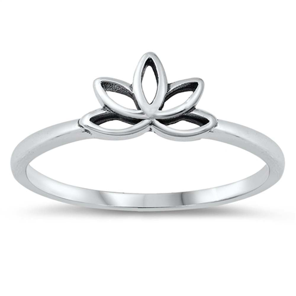 Sterling Silver Oxidized Lotus Ring