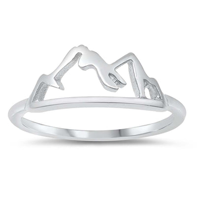 Sterling Silver Rhodium Plated Mountains Ring