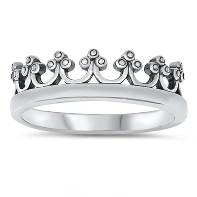 Sterling Silver Oxidized Crown Ring