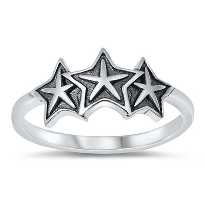Sterling Silver Oxidized Stars Ring