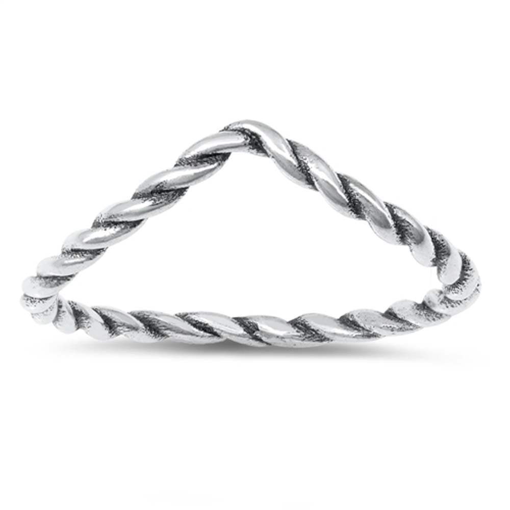 Sterling Silver Oxidized V Shaped Ring