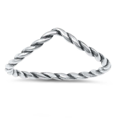 Sterling Silver Oxidized V Shaped Ring