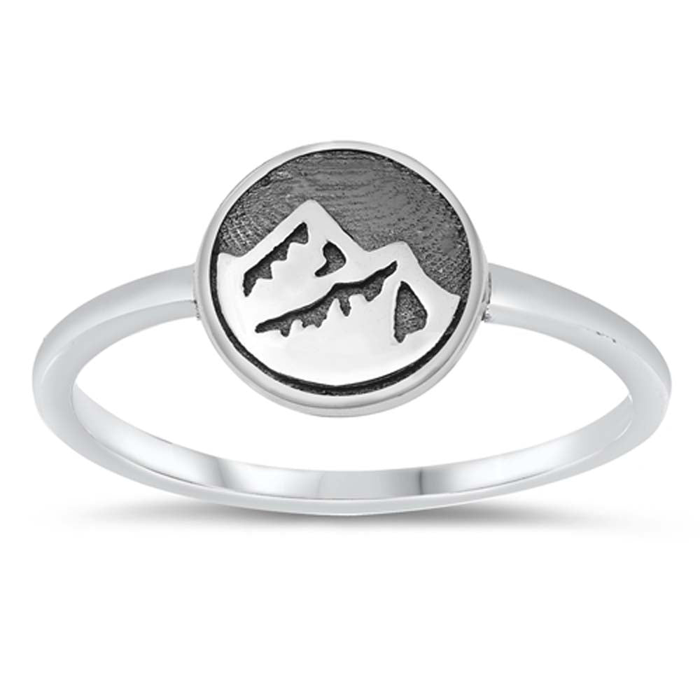 Sterling Silver Oxidized Mountains Ring