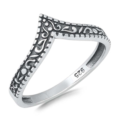 Sterling Silver Oxidized V Shaped Ring