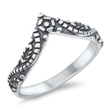 Sterling Silver Oxidized V Shape Ring