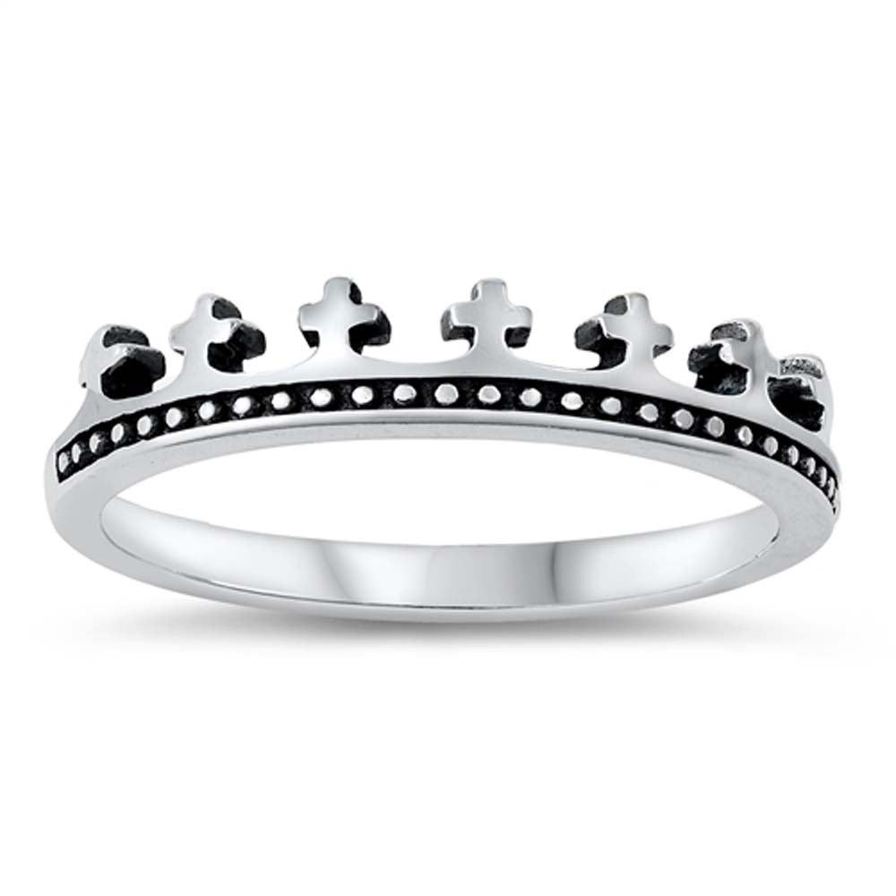 Sterling Silver Oxidized Crown Ring