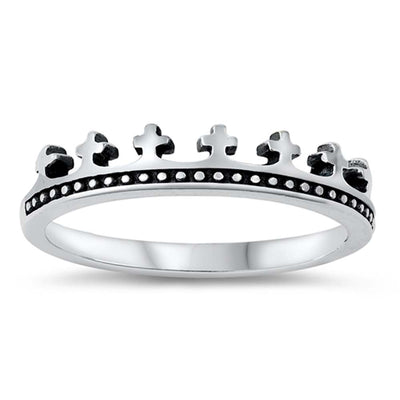 Sterling Silver Oxidized Crown Ring
