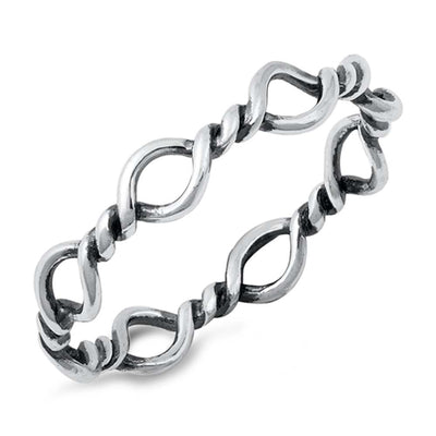 Sterling Silver Oxidized Rope Ring