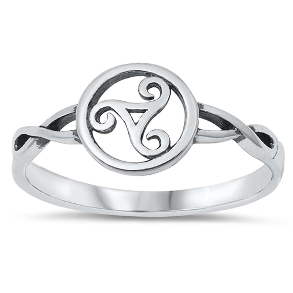 Sterling Silver Oxidized Celtic Triskele Ring