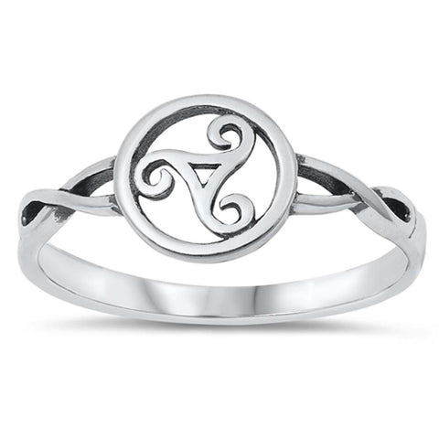Sterling Silver Oxidized Celtic Triskele Ring