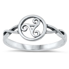 Sterling Silver Oxidized Celtic Triskele Ring