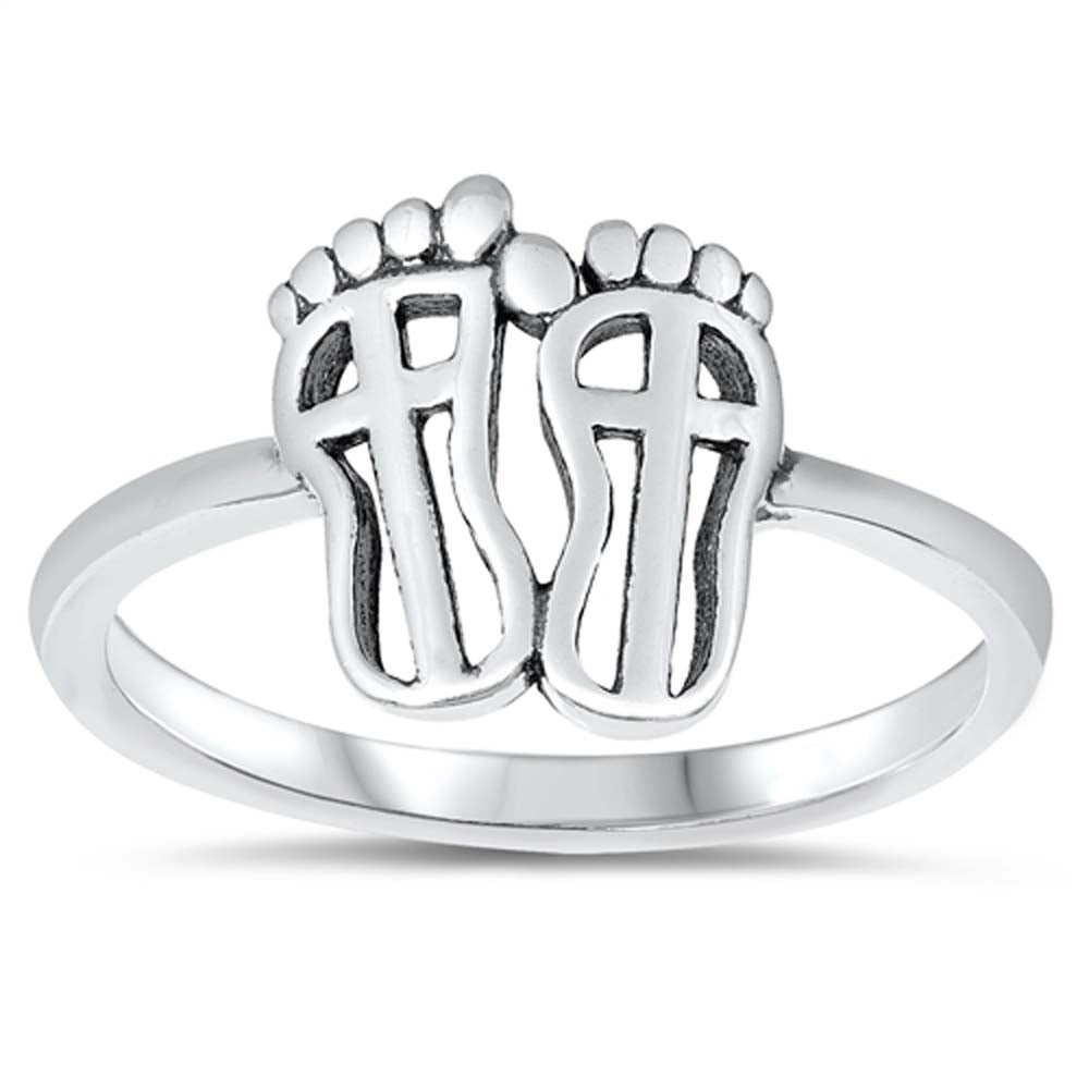 Sterling Silver Oxidized Feet Ring