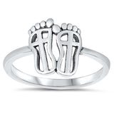 Sterling Silver Oxidized Feet Ring