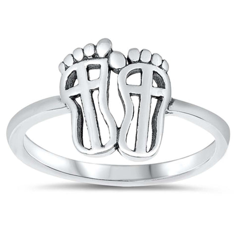 Sterling Silver Oxidized Feet Ring