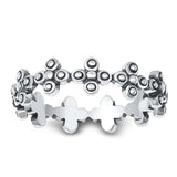 Sterling Silver Oxidized Flower Ring