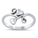 Sterling Silver Oxidized Hearts Ring