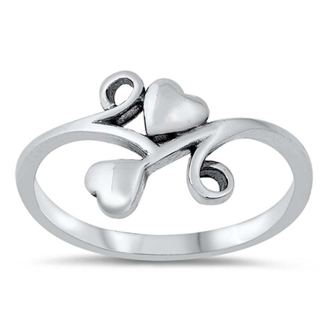 Sterling Silver Oxidized Hearts Ring