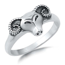 Load image into Gallery viewer, Sterling Silver Oxidized Rams Head Ring