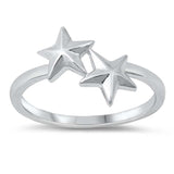 Sterling Silver Rhodium Plated Stars Ring