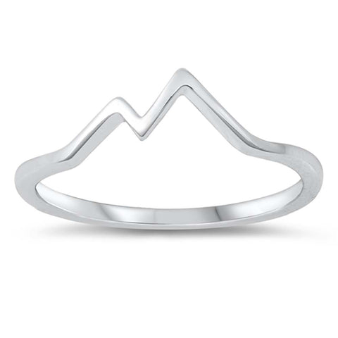 Sterling Silver Rhodium Plated Mountains Ring