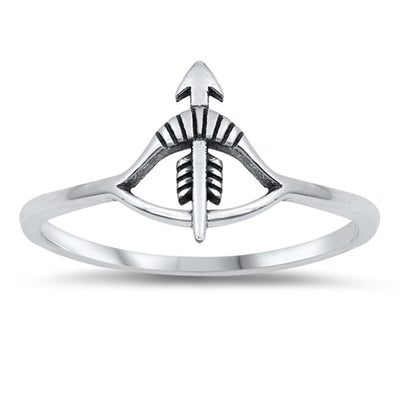 Sterling Silver Oxidized Bow And Arrow Ring