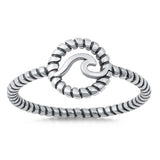 Sterling Silver Oxidized Wave In Rope Band Ring