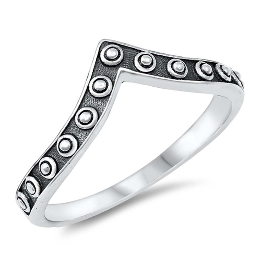 Sterling Silver Oxidized V Shaped Ring