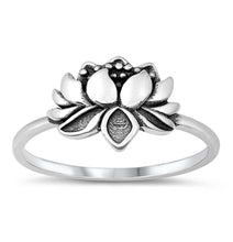 Load image into Gallery viewer, Sterling Silver Oxidized Lotus Flower Ring