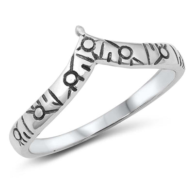 Sterling Silver Oxidized V Shape Ring