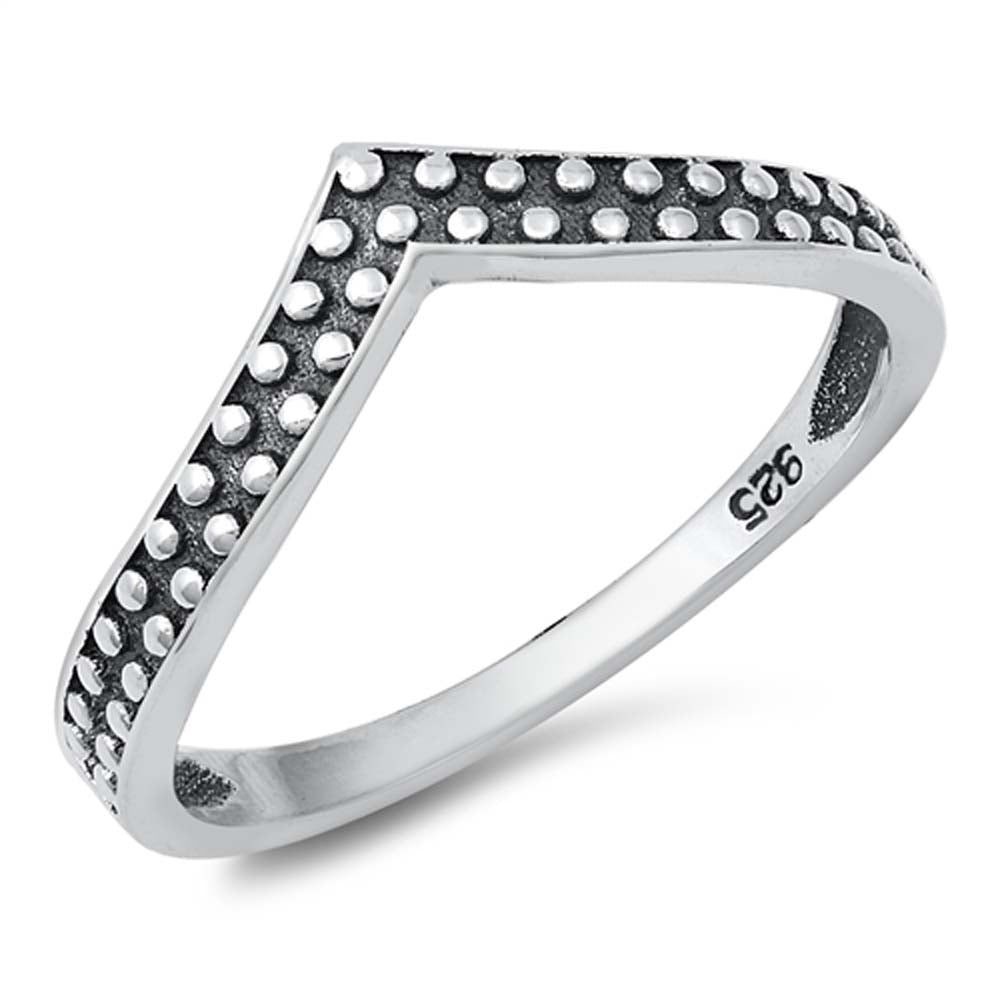 Sterling Silver Oxidized V Shaped Ring