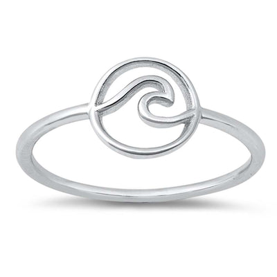 Sterling Silver Rhodium Plated Wave Ring